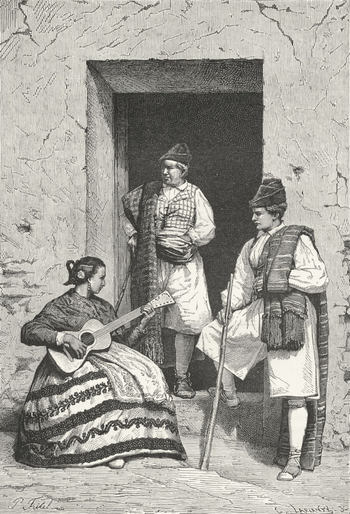 SPAIN. Peasants of Murcia c1885 old antique vintage print picture
